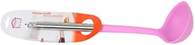 مغرفة من السيليكون والمعدن - وردي